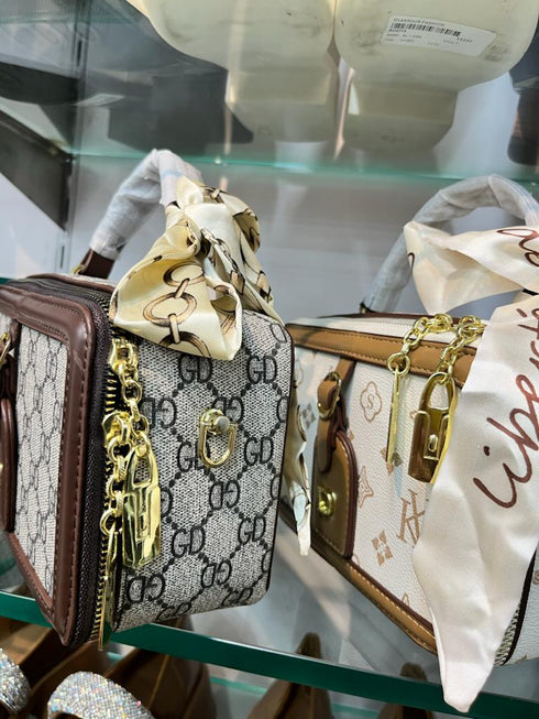 Fancy Scarf Decor Trendy Retro Box Handbag